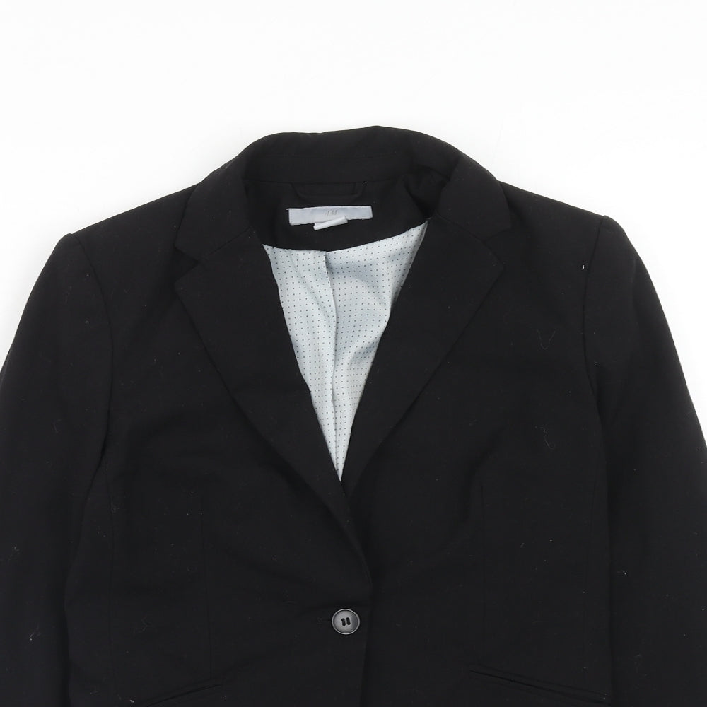 H&M Womens Black Polyester Jacket Blazer Size 8