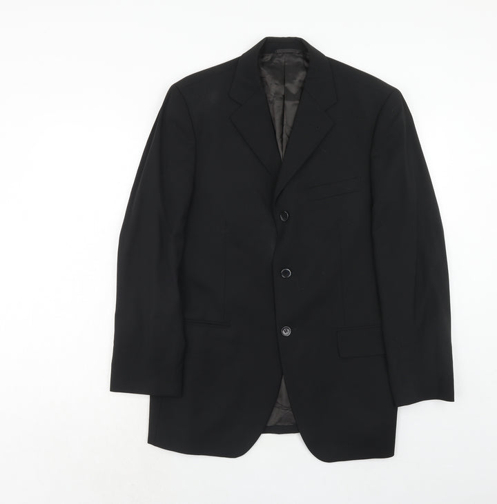 Bernini Mens Black Wool Jacket Suit Jacket Size 40 Regular