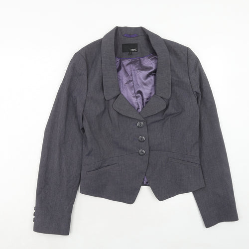 NEXT Womens Blue Geometric Polyester Jacket Suit Jacket Size 14