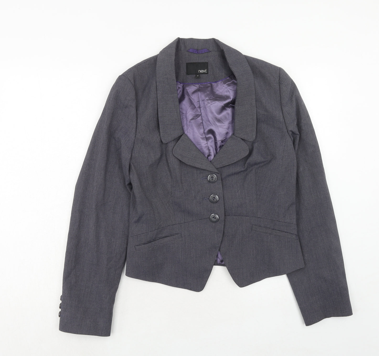 NEXT Womens Blue Geometric Polyester Jacket Suit Jacket Size 14