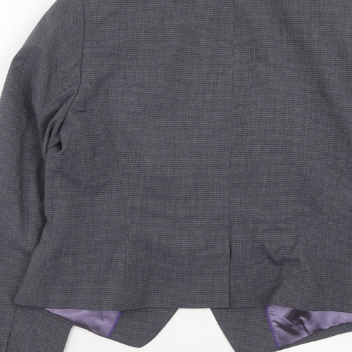 NEXT Womens Blue Geometric Polyester Jacket Suit Jacket Size 14