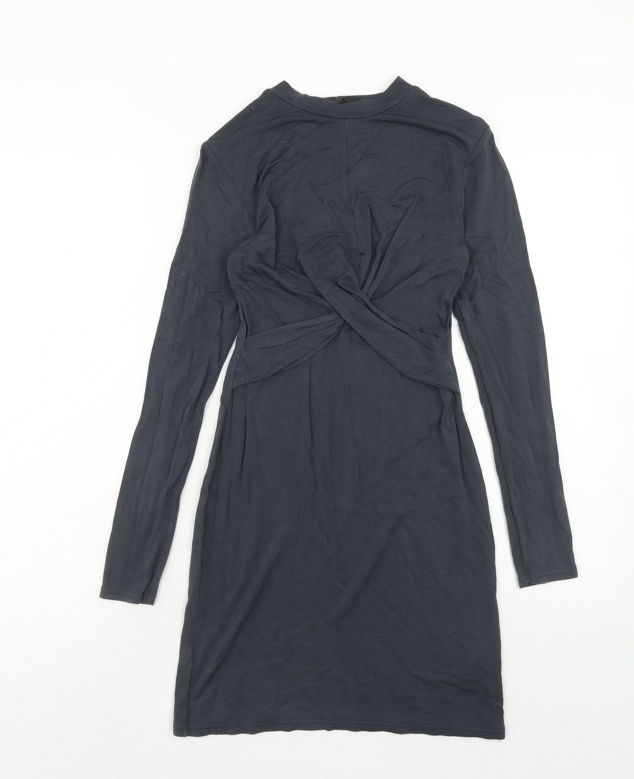 Topshop Womens Grey Viscose A-Line Size 8 Round Neck Pullover