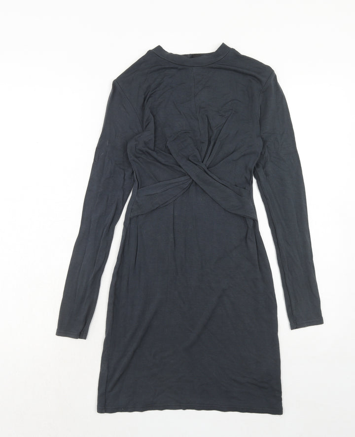 Topshop Womens Grey Viscose A-Line Size 8 Round Neck Pullover