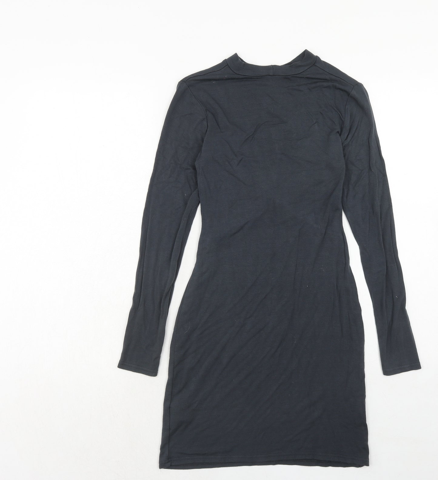 Topshop Womens Grey Viscose A-Line Size 8 Round Neck Pullover