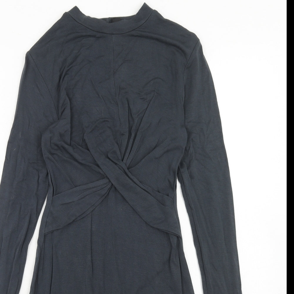 Topshop Womens Grey Viscose A-Line Size 8 Round Neck Pullover