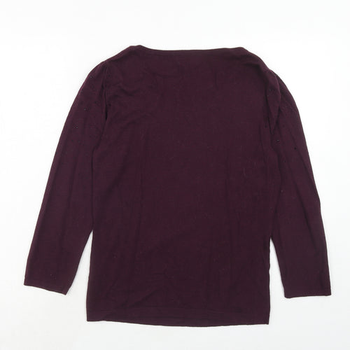 Monsoon Womens Purple Boat Neck Nylon Pullover Jumper Size 10