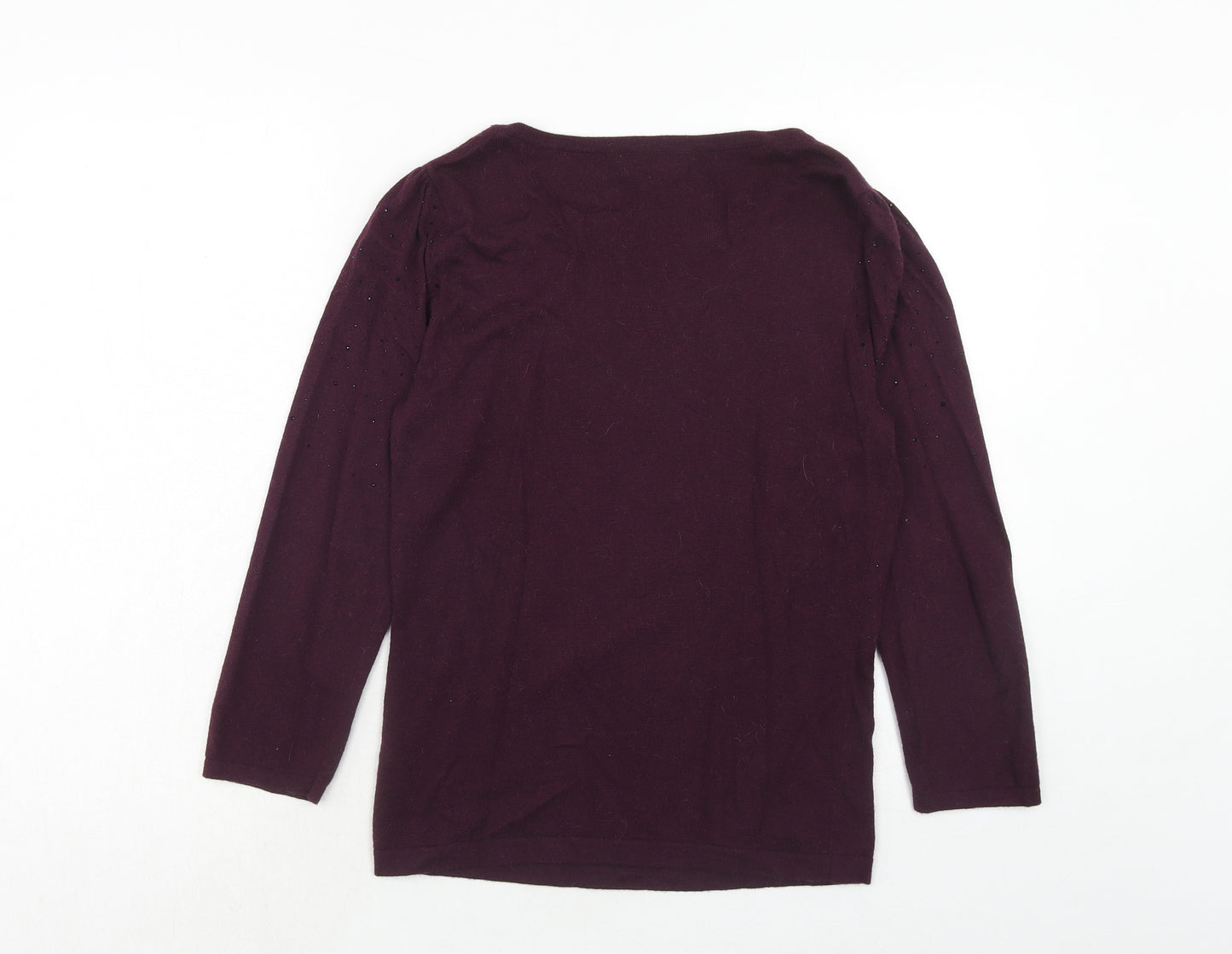 Monsoon Womens Purple Boat Neck Nylon Pullover Jumper Size 10