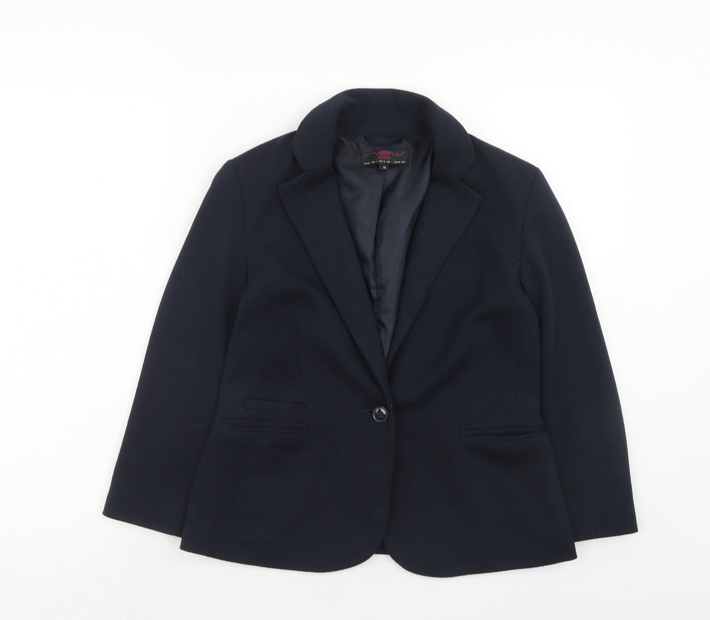 New Look Womens Blue Polyester Jacket Blazer Size 12
