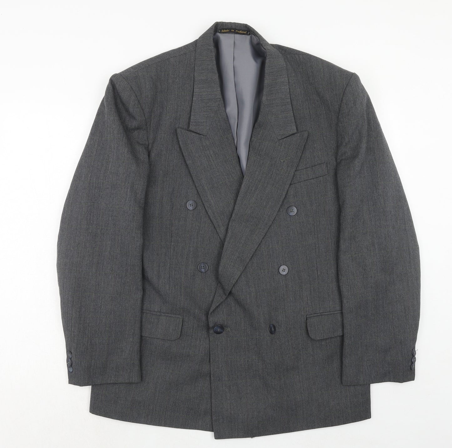 Flex Mens Grey Polyester Jacket Suit Jacket Size 44 Regular