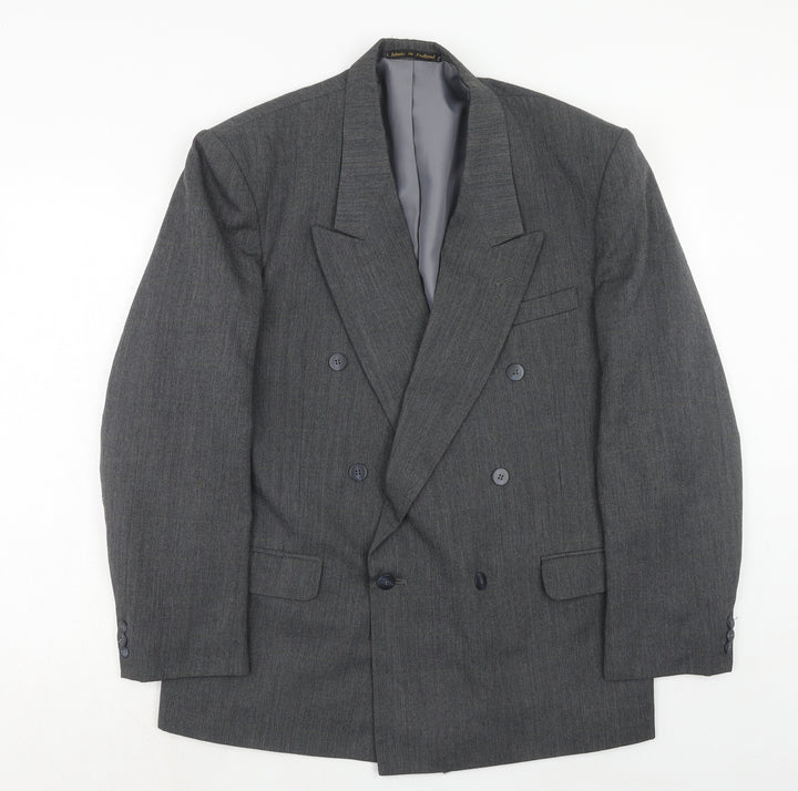 Flex Mens Grey Polyester Jacket Suit Jacket Size 44 Regular
