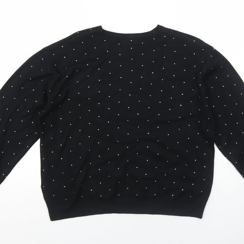 Marks and Spencer Womens Black Round Neck Polka Dot Acrylic Pullover Jumper Size M