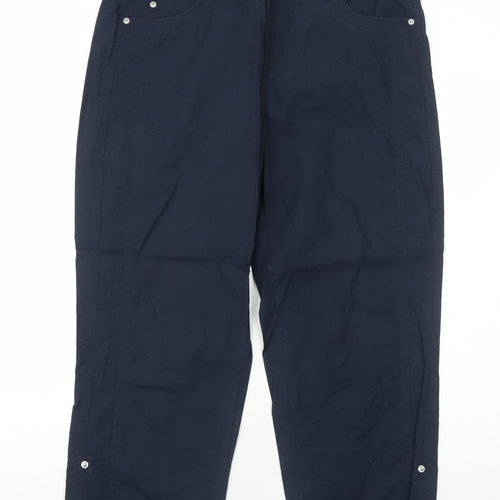 G.W. Womens Blue Cotton Trousers Size 16 Regular Zip