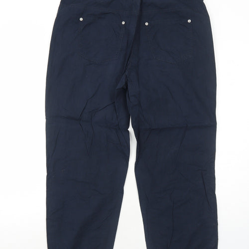 G.W. Womens Blue Cotton Trousers Size 16 Regular Zip