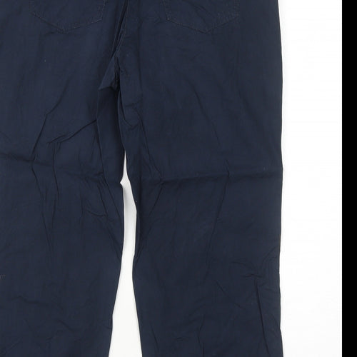 G.W. Womens Blue Cotton Trousers Size 16 Regular Zip