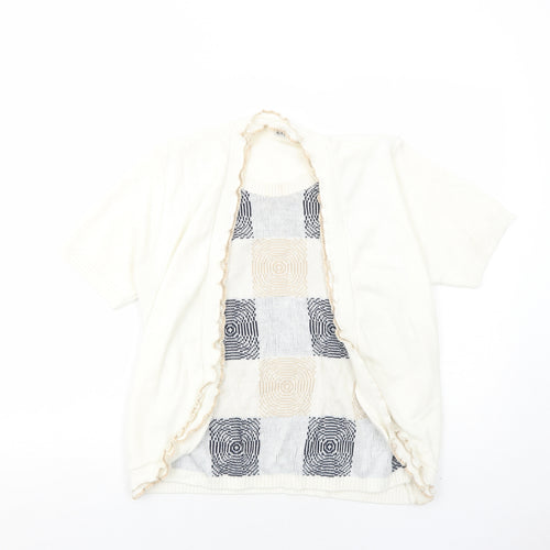 Lizzi Clarke Womens Ivory Round Neck Geometric Acrylic Cardigan Jumper Size S - Twin Set