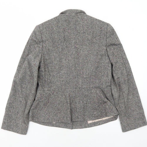 Minuet Womens Grey Geometric Wool Jacket Blazer Size 10