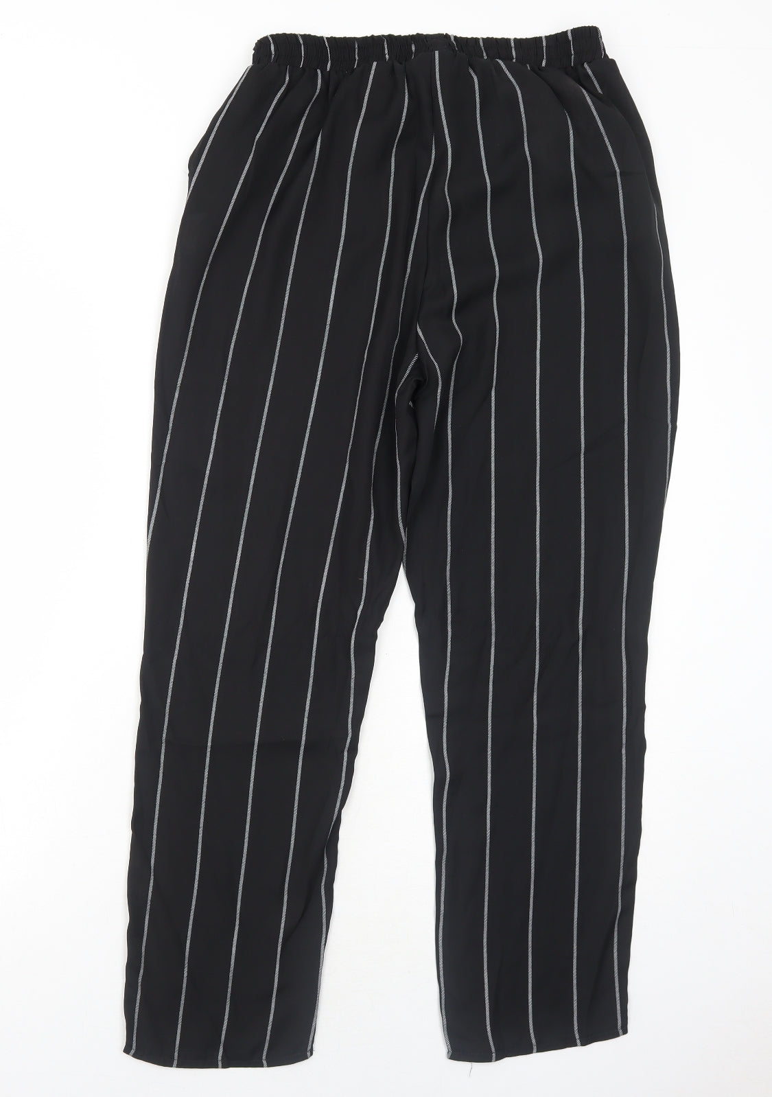 Missguided Womens Black Striped Polyester Trousers Size 12 Regular