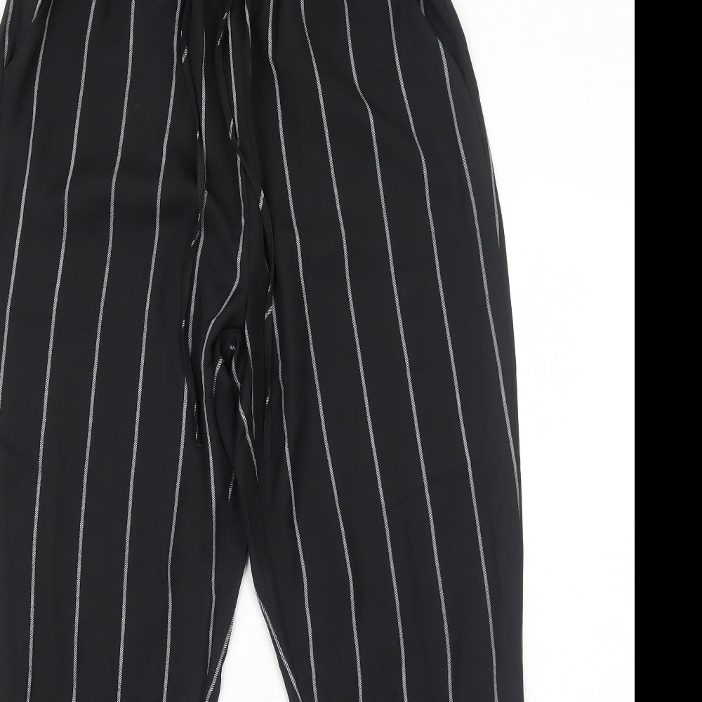 Missguided Womens Black Striped Polyester Trousers Size 12 Regular