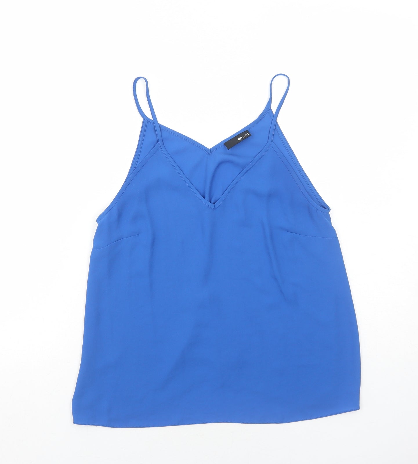 Lord Womens Blue Polyester Basic Tank Size M V-Neck