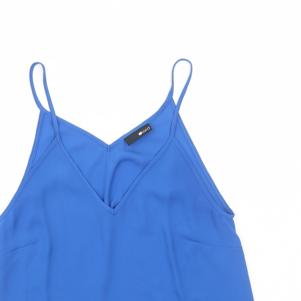 Lord Womens Blue Polyester Basic Tank Size M V-Neck