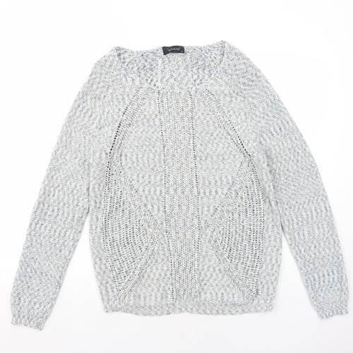 Intown Womens Blue Boat Neck Cotton Pullover Jumper Size XL