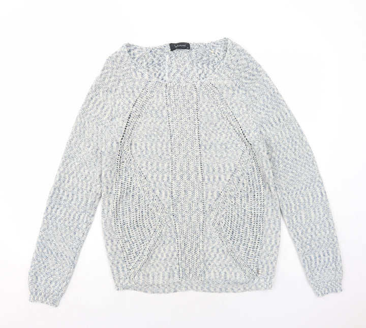 Intown Womens Blue Boat Neck Cotton Pullover Jumper Size XL