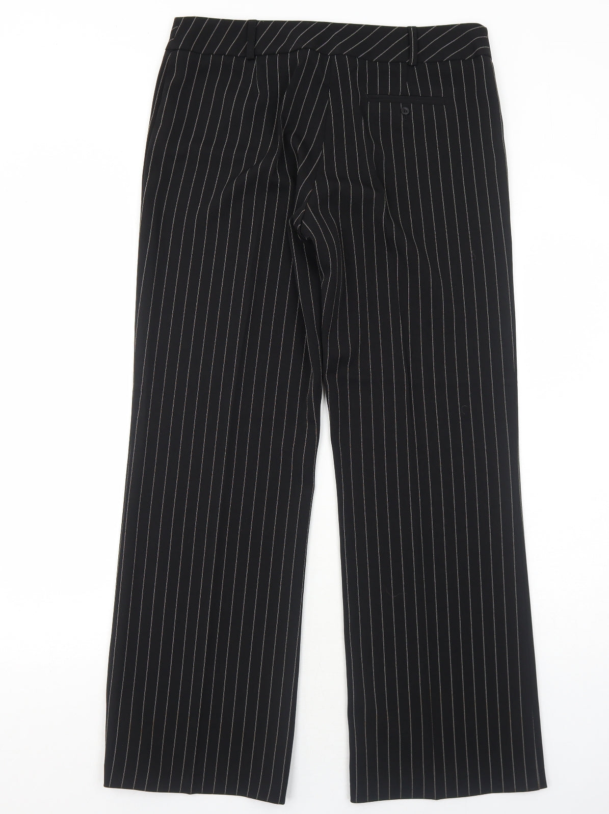 Dorothy Perkins Womens Black Striped Polyester Dress Pants Trousers Size 14 Regular Zip