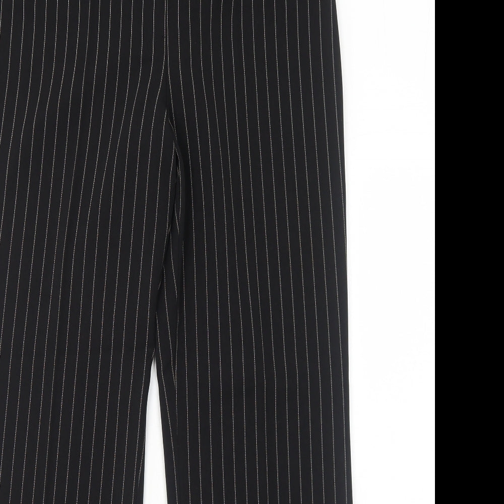 Dorothy Perkins Womens Black Striped Polyester Dress Pants Trousers Size 14 Regular Zip