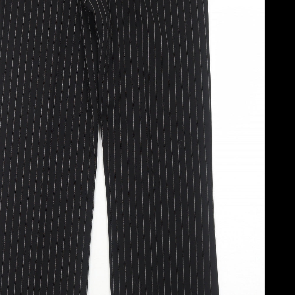 Dorothy Perkins Womens Black Striped Polyester Dress Pants Trousers Size 14 Regular Zip