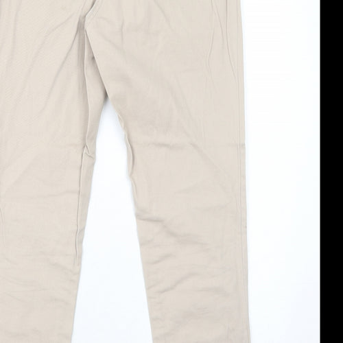Dorothy Perkins Womens Beige Cotton Trousers Size 8 Regular Zip