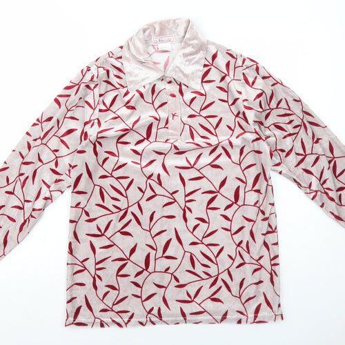 Claire Neuville Womens Pink Geometric Polyester Basic Blouse Size 12 Collared