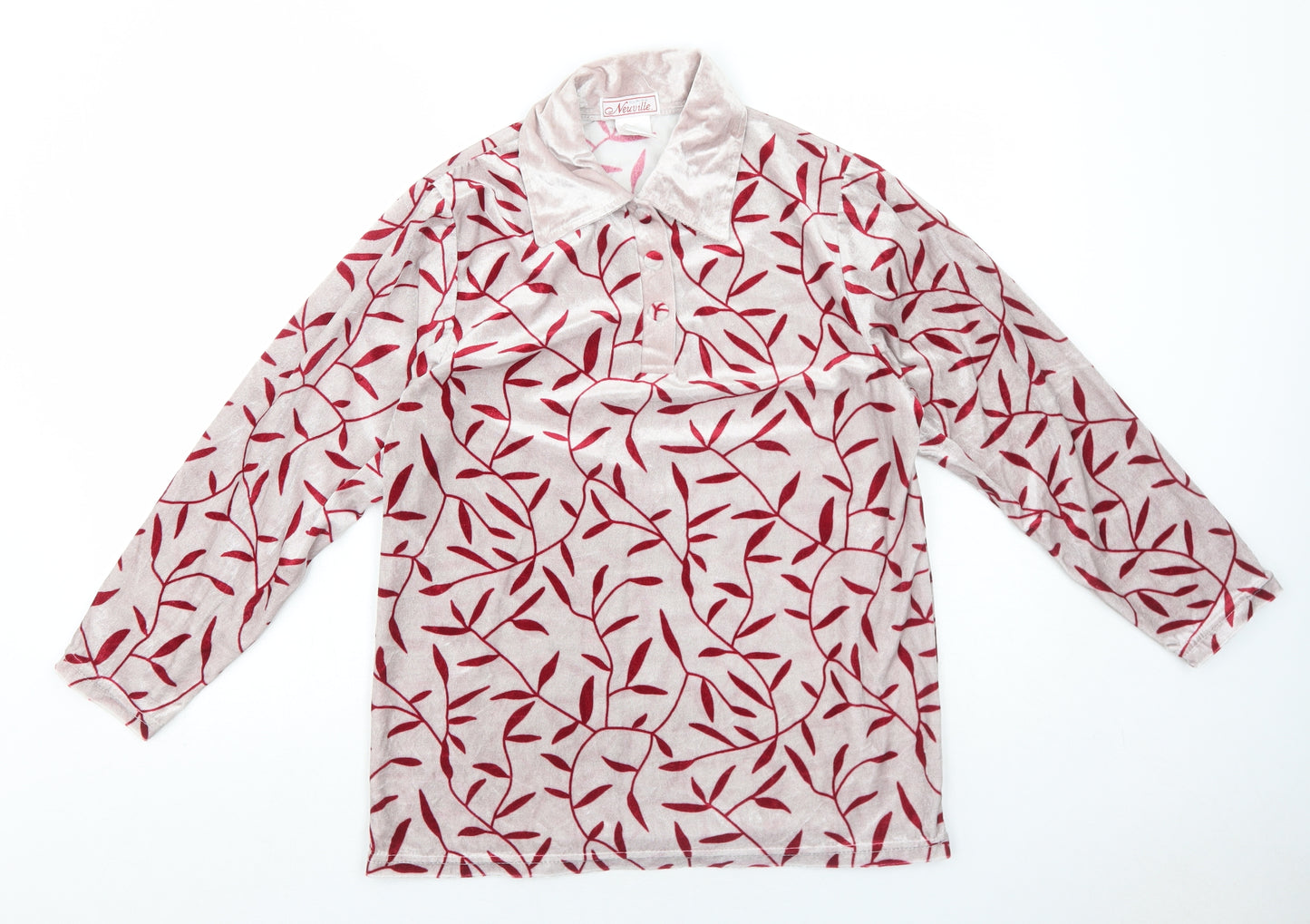 Claire Neuville Womens Pink Geometric Polyester Basic Blouse Size 12 Collared