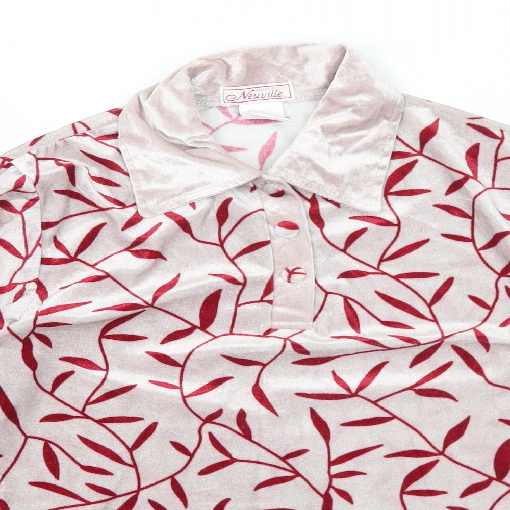 Claire Neuville Womens Pink Geometric Polyester Basic Blouse Size 12 Collared