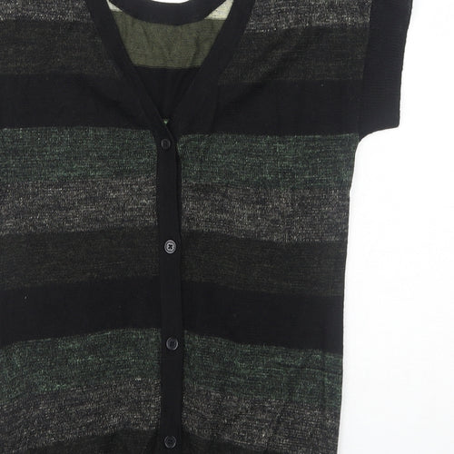 DC Womens Green Round Neck Striped Acrylic Pullover Jumper Size M