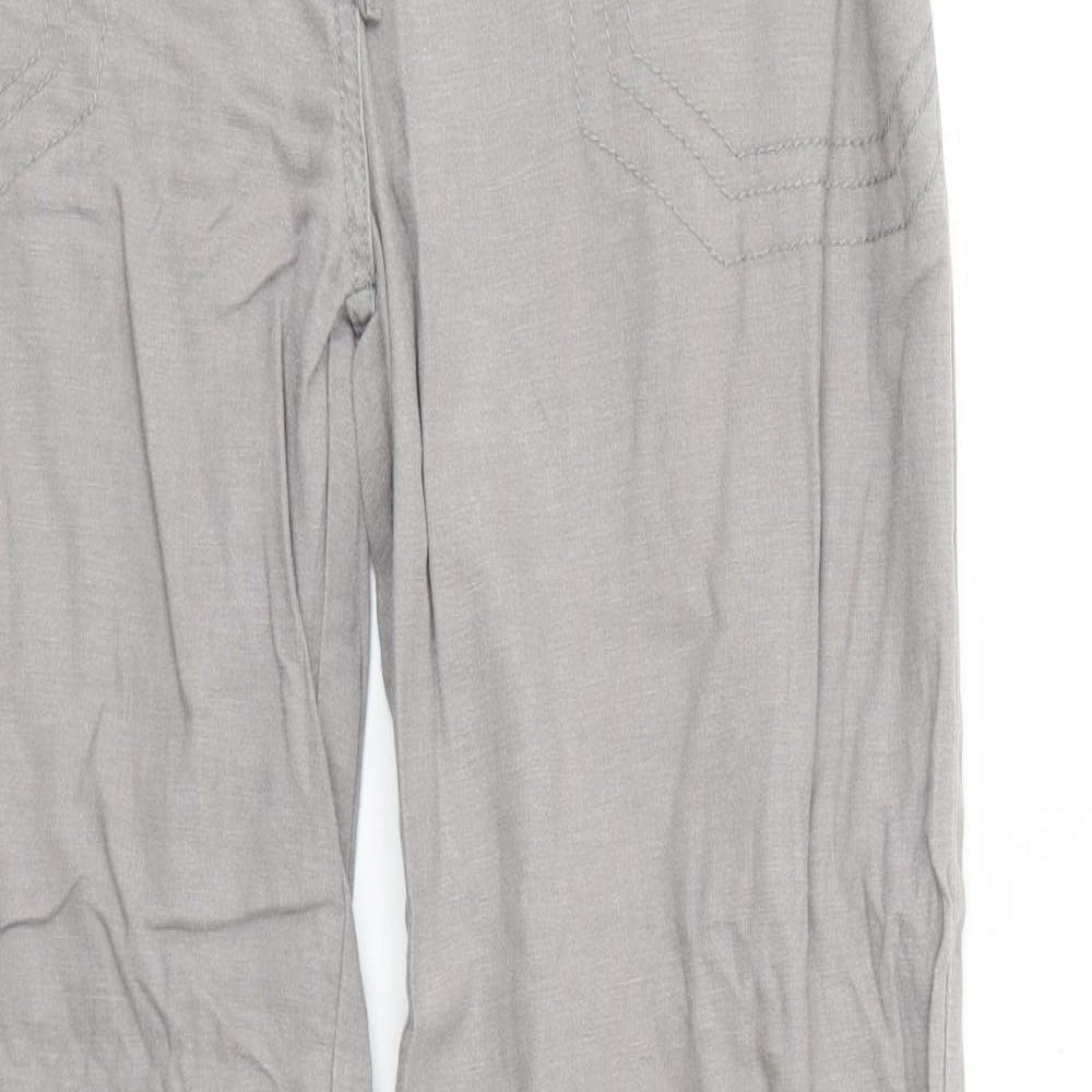 NEXT Womens Grey Linen Trousers Size 8 Regular Zip