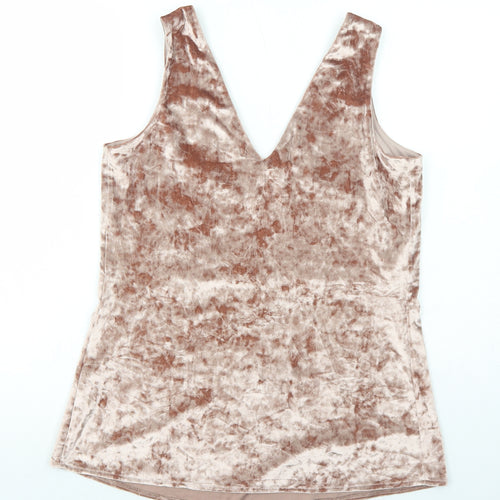 Linea Womens Pink Polyester Basic Tank Size 12 V-Neck