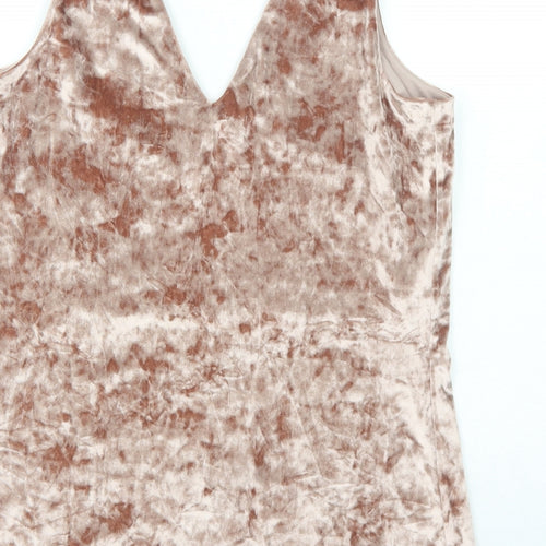 Linea Womens Pink Polyester Basic Tank Size 12 V-Neck