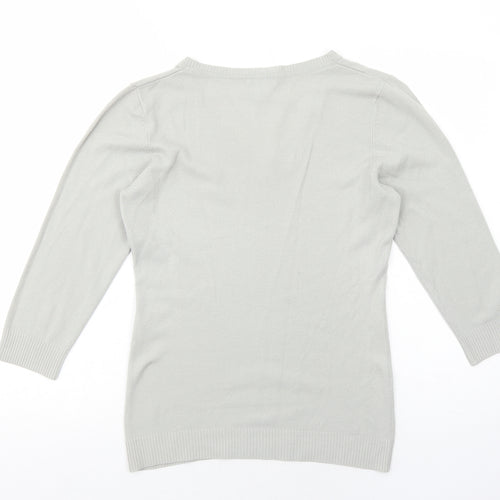 H&M Womens Grey V-Neck Acrylic Pullover Jumper Size M