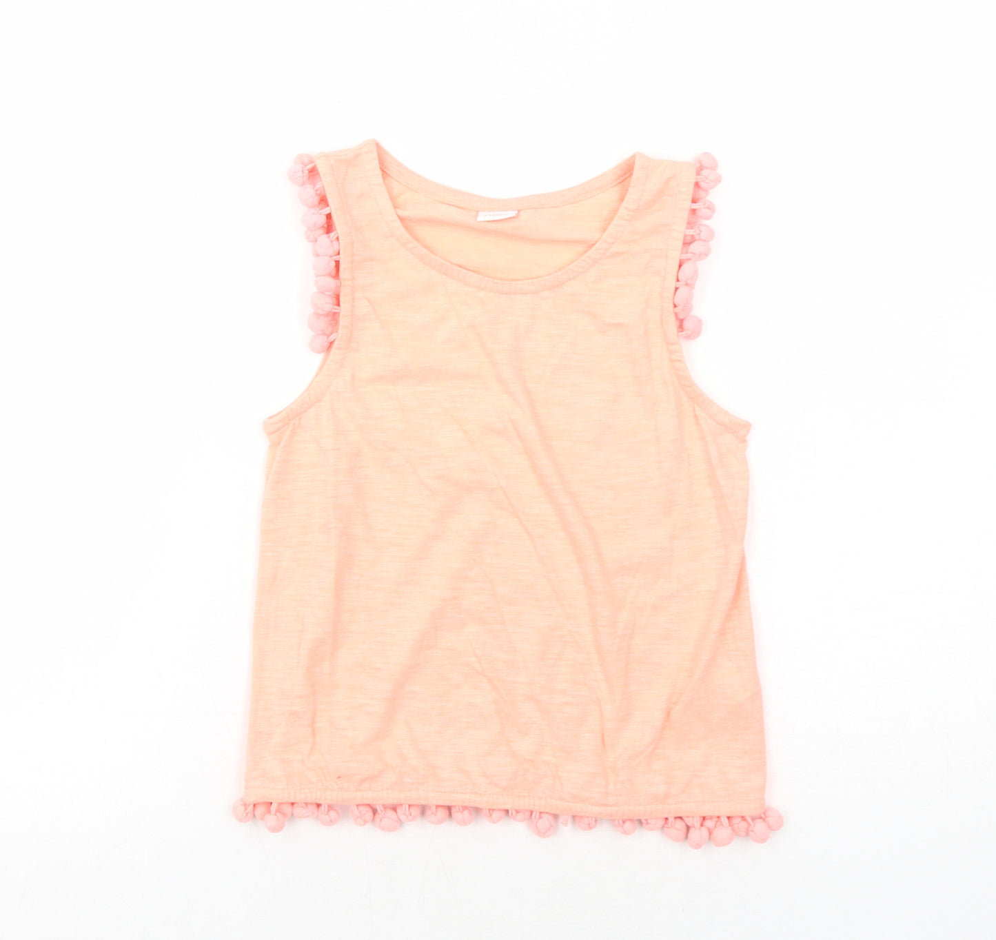 NEXT Girls Orange Cotton Basic Tank Size 10 Years Round Neck Pullover
