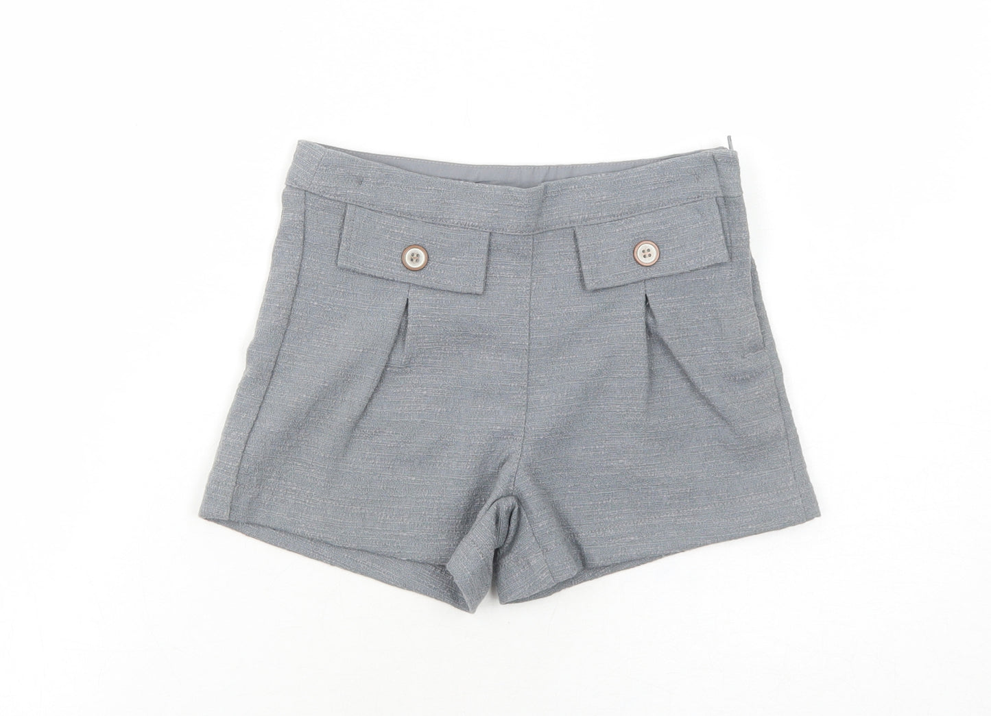 NEXT Girls Grey Polyester Chino Shorts Size 6 Years Regular Zip