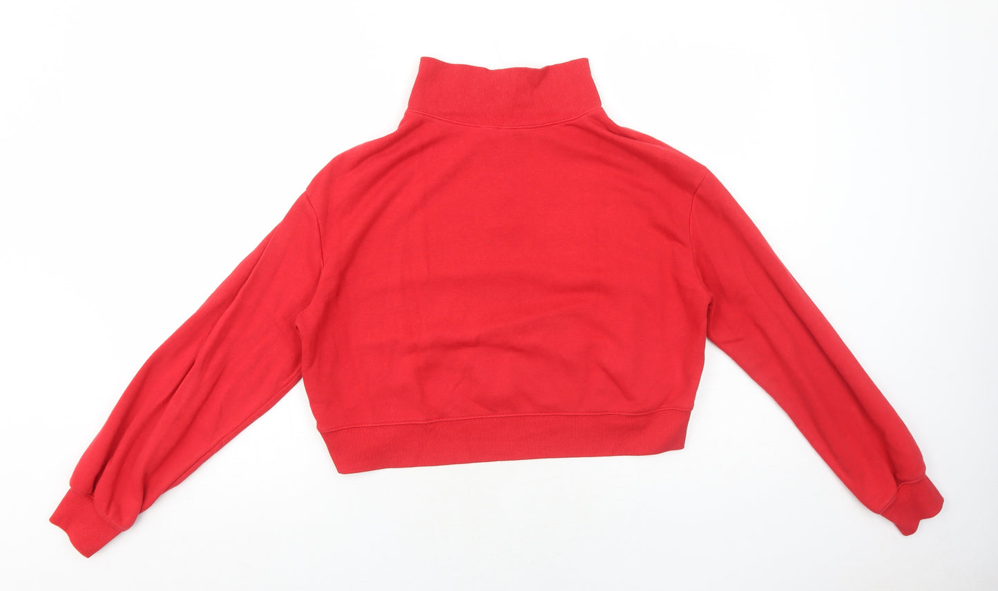 H&M Womens Red Cotton Pullover Sweatshirt Size S Zip