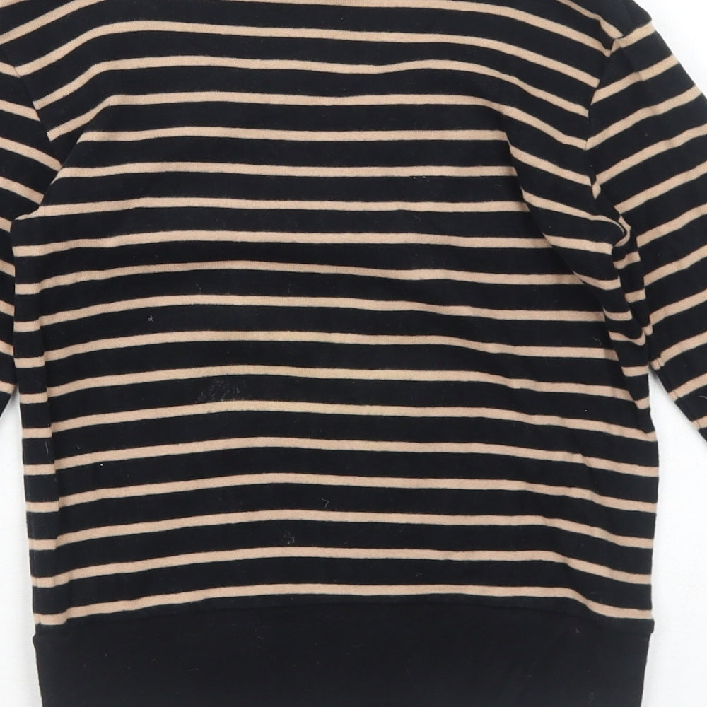 NEXT Girls Black V-Neck Striped Cotton Cardigan Jumper Size 6 Years Button