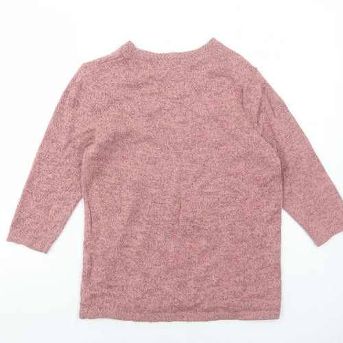 Damart Womens Pink V-Neck Acrylic Pullover Jumper Size 10