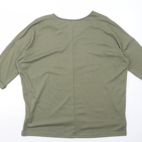 New Look Womens Green V-Neck Polyester Pullover Jumper Size M