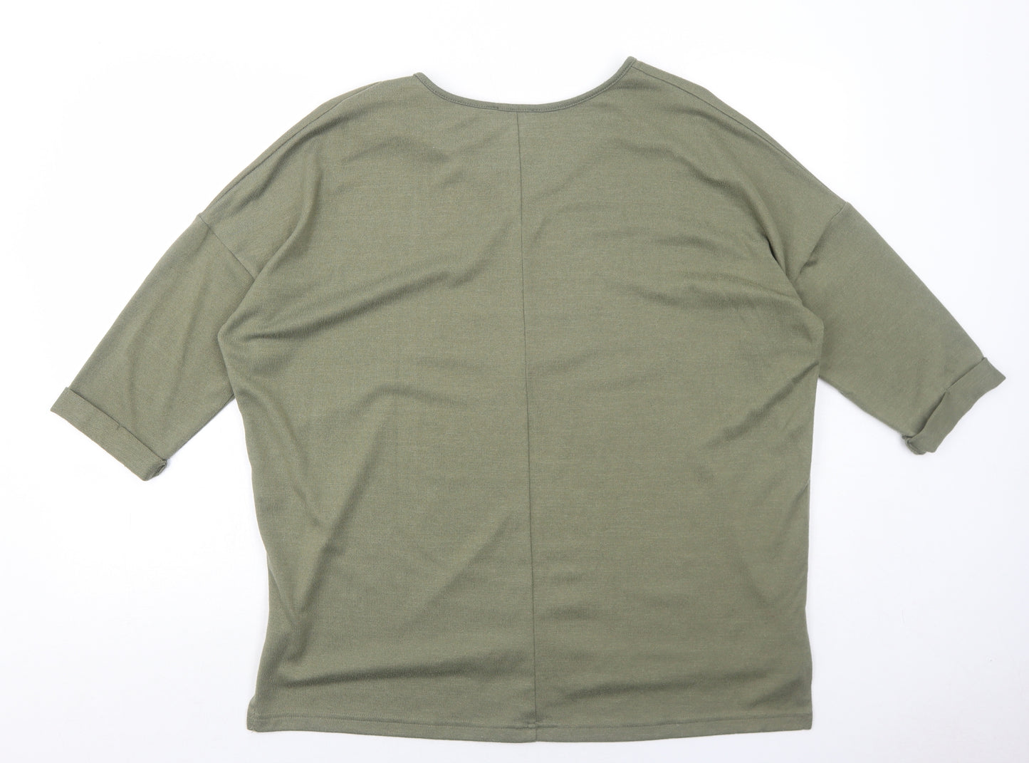 New Look Womens Green V-Neck Polyester Pullover Jumper Size M