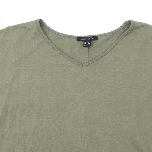 New Look Womens Green V-Neck Polyester Pullover Jumper Size M