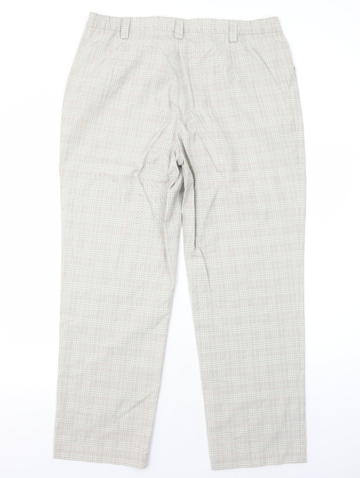 MICHELE Womens Beige Plaid Cotton Trousers Size 16 Regular Zip