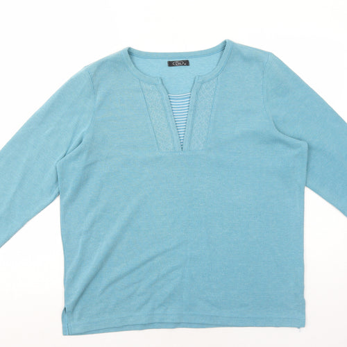 Bonmarché Womens Blue V-Neck Polyester Pullover Jumper Size M
