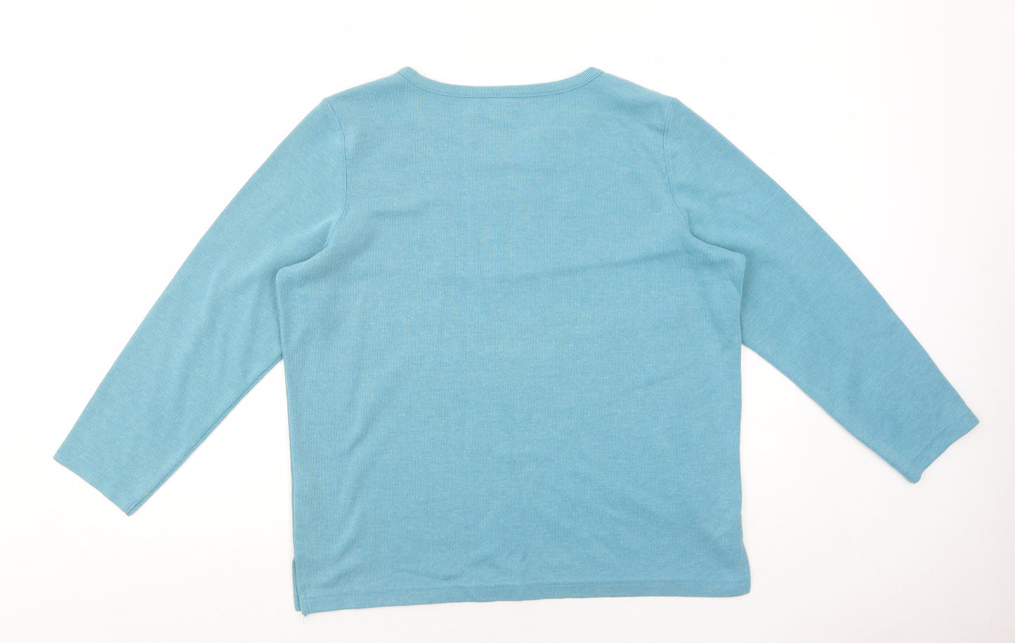 Bonmarché Womens Blue V-Neck Polyester Pullover Jumper Size M