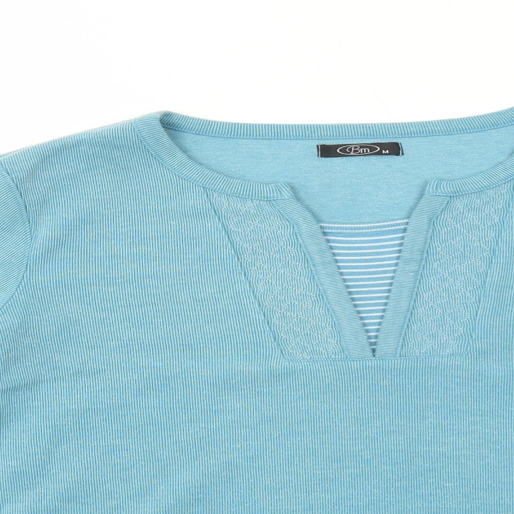 Bonmarché Womens Blue V-Neck Polyester Pullover Jumper Size M